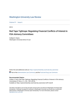 Regulating Financial Conflicts of Interest in FDA Advisory Committees