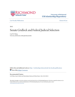 Senate Gridlock and Federal Judicial Selection Carl W