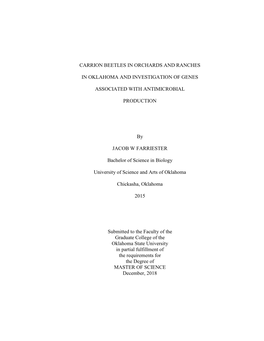 Carrion Beetles in Orchards and Ranches in Oklahoma and Investigation of Genes Associated with Antimicrobial Production