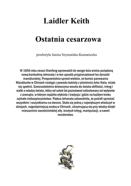 Laidler Keith Ostatnia Cesarzowa