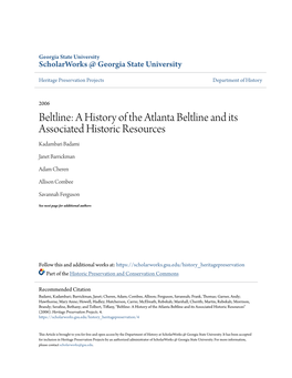 A History of the Atlanta Beltline and Its Associated Historic Resources Kadambari Badami