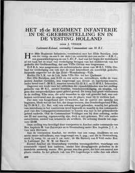 Het 16De Regiment Infanterie in De Grebbestelling En in De Vesting