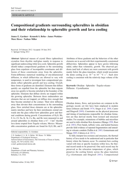Compositional Gradients Surrounding Spherulites in Obsidian and Their Relationship to Spherulite Growth and Lava Cooling
