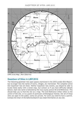 Gazetteer of Sites in LBR 2010