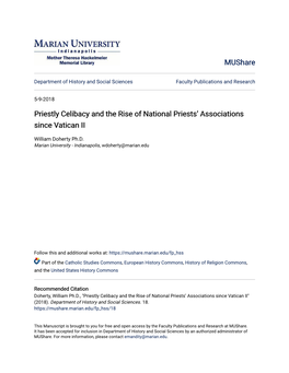 Priestly Celibacy and the Rise of National Priests' Associations Since Vatican II