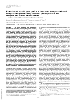 Evolution of Plastid Gene Rps2 in a Lineage of Hemiparasitic