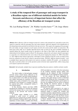 A Study of the Temporal Flow of Passenger and Cargo Transport in a Brazilian Region: Use of Different Statistical Models for Better