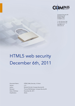 HTML5 Web Security December 6Th, 2011