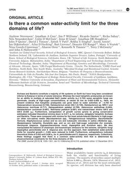 Is There a Common Water-Activity Limit for the Three Domains of Life?