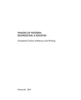 Makers of Modern Biomedicine: a Register