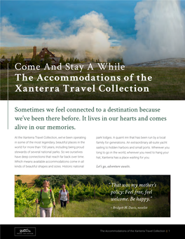 Come and Stay a While the Accommodations of the Xanterra Travel Collection