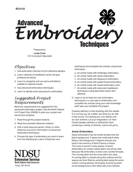 BCA152 Advanced Embroidery Techniques