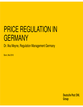 PRICE REGULATION in GERMANY Dr