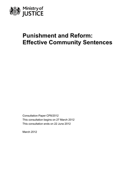 Punishment and Reform: Effective Community Sentences CM 8334