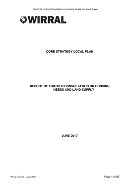 Report of Further Consultation on Housing Needs and Land Supply