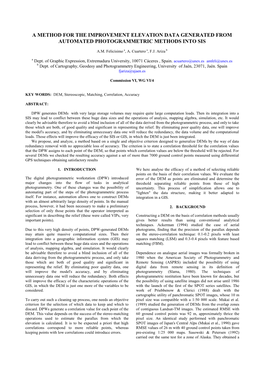 A Method for the Improvement Elevation Data Generated from Automated Photogrammetric Methods Into Sis