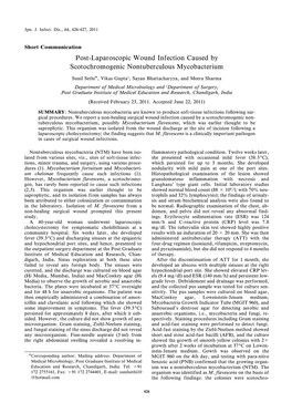 Post-Laparoscopic Wound Infection Caused by Scotochromogenic Nontuberculous Mycobacterium