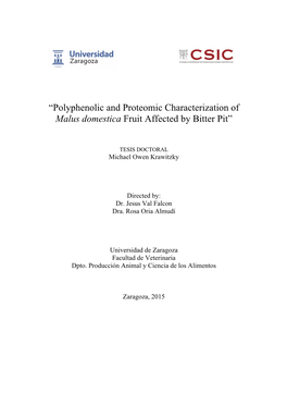 “Polyphenolic and Proteomic Characterization of Malus Domestica Fruit Affected by Bitter Pit”