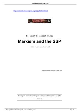 Marxism and the SSP