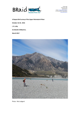 A Repeat Bird Survey of the Upper Waimakariri River