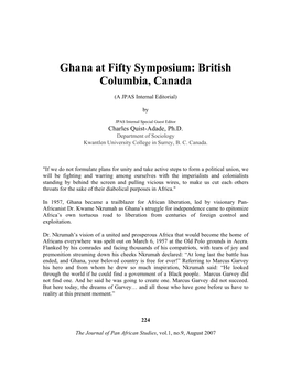 Ghana at Fifty Symposium: British Columbia, Canada