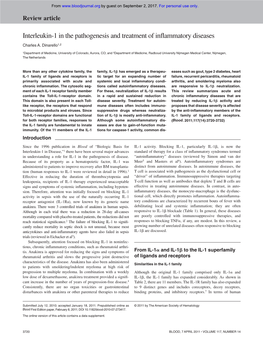 Interleukin-1 in the Pathogenesis and Treatment of Inflammatory Diseases