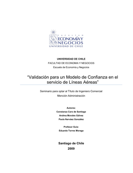 “Validación Para Un Modelo De Confianza En El Servicio De Líneas Aéreas”