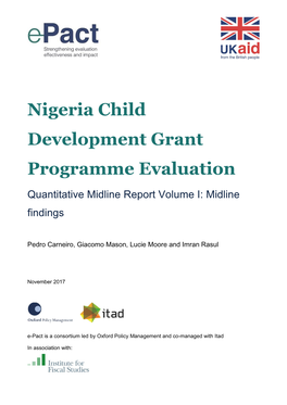 Child Development Grants Programme, Nigeria Volume 1