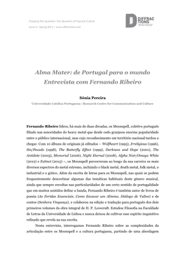 Alma Mater: De Portugal Para O Mundo Entrevista Com Fernando Ribeiro