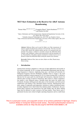 MCF Skew Estimation at the Receiver for Arof Antenna Beamforming