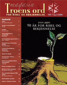 Magasin Ord for Bibel Og Bekjennelse Nr 1 Og 2-2009