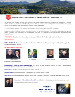 The Salvation Army Southern Territorial Bible Conference 2021