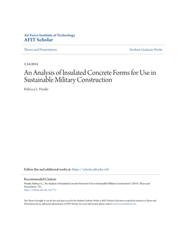 An Analysis of Insulated Concrete Forms for Use in Sustainable Military Construction Rebecca L