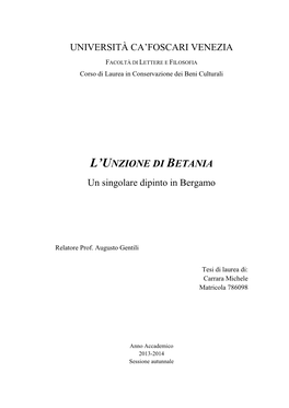 L'unzione Di Betania