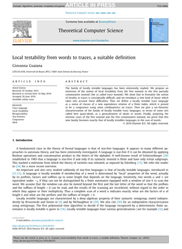 Local Testability from Words to Traces, a Suitable Definition