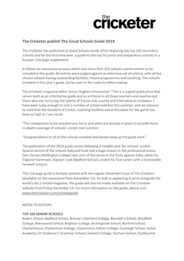 The Cricketer Publish the Good Schools Guide 2019