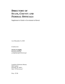 Directory of State, County and Federal Officials