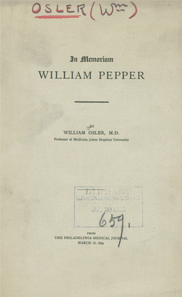 In Memoriam William Pepper