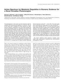 Action Spectrum for Melatonin Regulation in Humans: Evidence for a Novel Circadian Photoreceptor