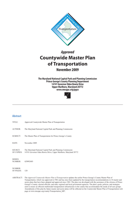 Countywide Master Plan of Transportation November 2009