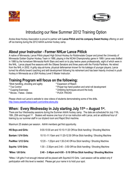 Introducing Our New Summer 2012 Training Option