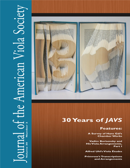 Journal of the American Viola Society Volume 30 No. 2, Fall 2014