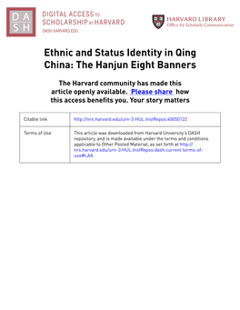 Ethnic and Status Identity in Qing China: the Hanjun Eight Banners