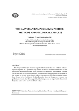 The Karystian Kampos Survey Project: Methods and Preliminary Results