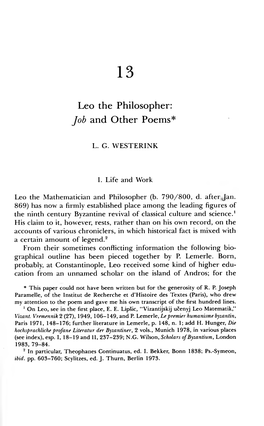 Leo the Philosopher: Job and Other Poems*