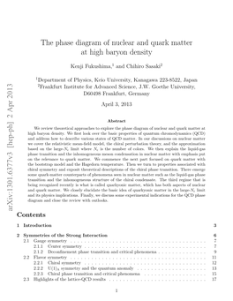 The Phase Diagram of Nuclear and Quark Matter at High Baryon Density Arxiv:1301.6377V3 [Hep-Ph] 2 Apr 2013