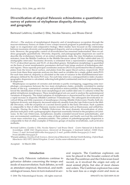 Diversification of Atypical Paleozoic Echinoderms