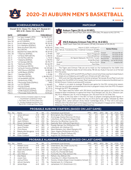 2020-21 Auburn Men's Basketball Page 1/1 Combined Team Statistics As of Feb 27, 2021 All Games