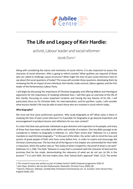 The Life and Legacy of Keir Hardie: Activist, Labour Leader and Social Reformer: Jacob Dunn1