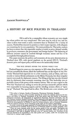 A HISTORY of RICE POLICIES in Thailandt